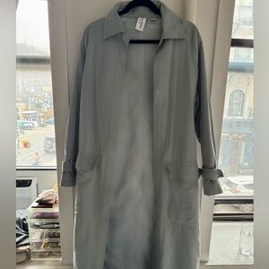 Blue/gray long oversized trench coat
